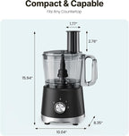OLIXIS Food Processor 10.5 Cup, Vegetable Choppers with Slicing Shredding Chopping Kneading, Dishwasher Safe, Food Grinder, Stainless Steel Blades, for Smoothie Fruit Dough, 2.6QT, Black