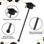 SiliFine 30 Pcs Graduation Cap Drink Stirrers Graduation Stir Sticks Coffee Stirrers Cocktail Mixers Plastic Swizzle Sticks Hot Cocoa Bar Supplies for Party Bar Coffee Tea Favors (Gold)