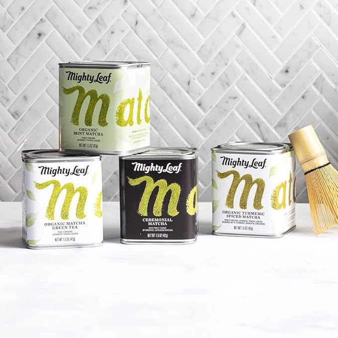 Mighty Leaf Tea, Organic Mint Matcha Green Tea Powder, 1.5 Ounce Tin, 100% Japanese Matcha, Unsweetened