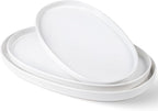 theterra Ceramic Serving Platter, 15.6"/14.4"/12.2" Oval Serving Dishes for Entertaining, Oven Safe, Microwave Safe, Serving Plates Set of 3 for Wedding, Party, Turkey, Bright White
