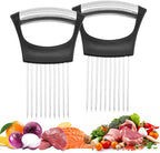 Onion Holder for Slicing, Stainless Steel Onion Slicing Rack, 2026 Upgraded Slicer, Lemon Slicer Vegetable Cutter, Home Kitchen Tools, Fruit, Lemon Slice Aids (Square-2pcs)