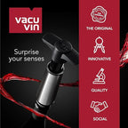 Vacu Vin Wine Saver Pump Gray with Vacuum Wine Stopper - Keep Your Wine Fresh for up to 10 Days - 1 Pump 6 Stoppers - Reusable - Made in the Netherlands