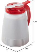 Restaurantware-Chef 101 48 Ounce All Purpose Syrup Dispenser, 1 Honey Dispenser - Red Top, Stainless Steel Slide Cover, Plastic Pancake Syrup Bottle, Perfect For Diners, Restaurants, Home