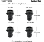 WOTOR Wine Stoppers - Vacuum Wine Saver, Preserver & Sealer (Black, 6 Pieces)