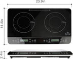 Duxtop LCD Portable Double Induction Cooktop 1800W Digital Electric Countertop Burner Sensor Touch Stove, 9620LS/BT-350DZ