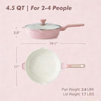 SENSARTE Nonstick Ceramic Skillet with Lid 11-inch, 4.5QT Non Toxic Deep Frying Pan, Saute Pan with Lid, Stay-cool Handle, Healthy Cooking Pot, Induction Compatible, Pink