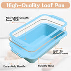 1 pc Silicone Bread Loaf Pans for Homemade Bread with Metal Frame, 9.5 x 5 Inch Non Stick Silicon Banana Loaf Pan for Oven, Silicone Baking Mold for Brownies,Sandwiches (Mint Green)
