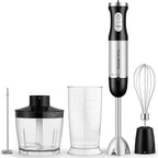 Upgraded 1100W 5-in-1 Immersion Hand Blender – 30 Speed Settings, Up to 15,500 RPM, Handheld with Milk Frother & Food Processor, Black
