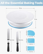 Kootek Cake Decorating Kit Baking Supplies Set Cake Turntable with 2 Frosting Straight Angled Spatula 3 Icing Smoother Scrapers Baking Accessories Tools for Beginners and Pros, Mother's Day, Blue