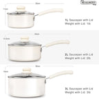 MICHELANGELO Nonstick Saucepan with Lid, Ceramic Sauce Pan Sets, Easy to Clean Sauce Pans, Multi-Purpose Cooking Pots, 1QT & 2QT & 3QT, White