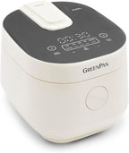 GreenPan Carb Reducing Electric Rice Cooker, 4 Cups Uncooked/8 Cooked Rice, 10 Presets, LED Display, Healthier Meals, Delay Timer, PFAS-Free Ceramic Nonstick Removable Bowl, Cool Touch, Steam, Cream