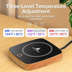 Coffee Mug Warmer Waterproof Smart Cup Warmer with 3 Temperature Setting for Warming & Heating Coffee, Beverage, Milk, Tea and Hot Chocolate (Wood Grain)