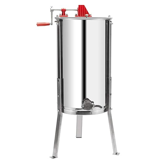 VINGLI 2 Frames Manual Honey Extractor Separator, Food Grade Stainless Steel Honeycomb Spinner Drum Crank by Hand with Adjustable Height Stands, Beekeeping Pro Extraction Apiary Centrifuge Equipment