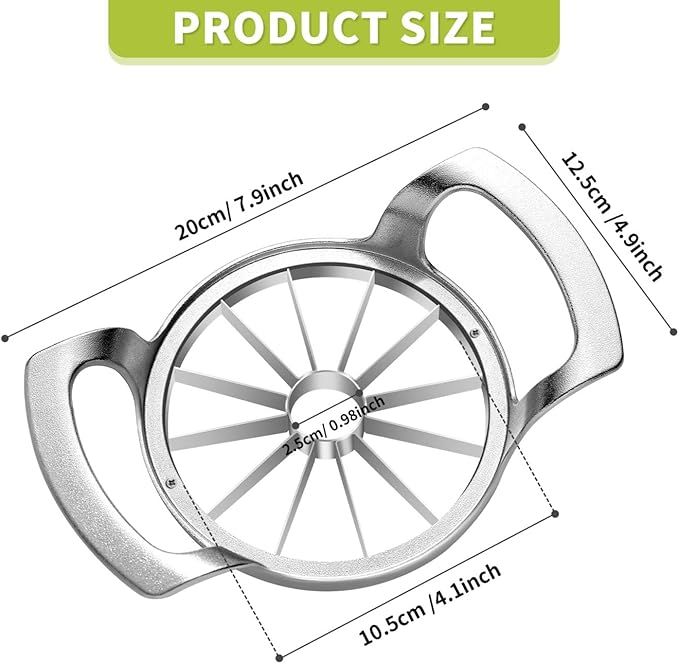 LIIGEMI Apple Cutter Slicer,12-Blade Large Apple Corer，Heavy Duty Stainless Steel Apple Cutter and Divider，Non-slip frosted handle，Easy to Use （Frosted）