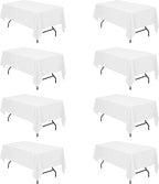 BRILLMAX 8 Pack White Tablecloths for 6 Foot Rectangle Tables 60 x 102 Inch - 6ft Rectangular Bulk Linen Polyester Fabric Washable Cloth Cover for Wedding Reception Banquet Birthday Party