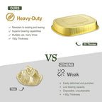 Oval Aluminum Foil Catering Trays with Lids (5 Pack) – 2X Thicker Heavy Duty Gold Serving Platters for Parties, Catering, Takeout & Food Service, 68oz