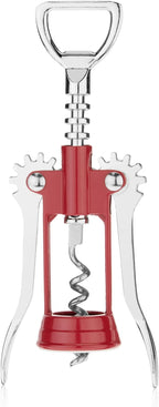 True Soar Winged Corkscrew Wine Opener Manual, Heavy Duty Stainless Steel Cork Openers in Chrome Finish, Home Bar Accessories Bar Tools, Set of 1 Red