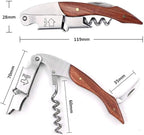 Personalized Wine Opener Wine Bottle Opener 3 in 1 Corkscrew Wine Bottle Opener Wine Key Wood Handle Stainless Steel Wine Opener for Bar Restaurant Waiters Sommelier Bartend(Design 3)