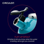 Circulon Enamel on Steel Whistling Induction Teakettle, Tea Kettle for Stovetop with Flip-Up Spout, 2-Quart, Turquoise