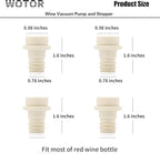 WOTOR Wine Stoppers Vacuum, Wine Saver, Wine Pump Vacuum Stoppers, Wine Preserver, Reusable Bottle Sealer Keeps Wine Fresh (Cream, 6 Pieces)