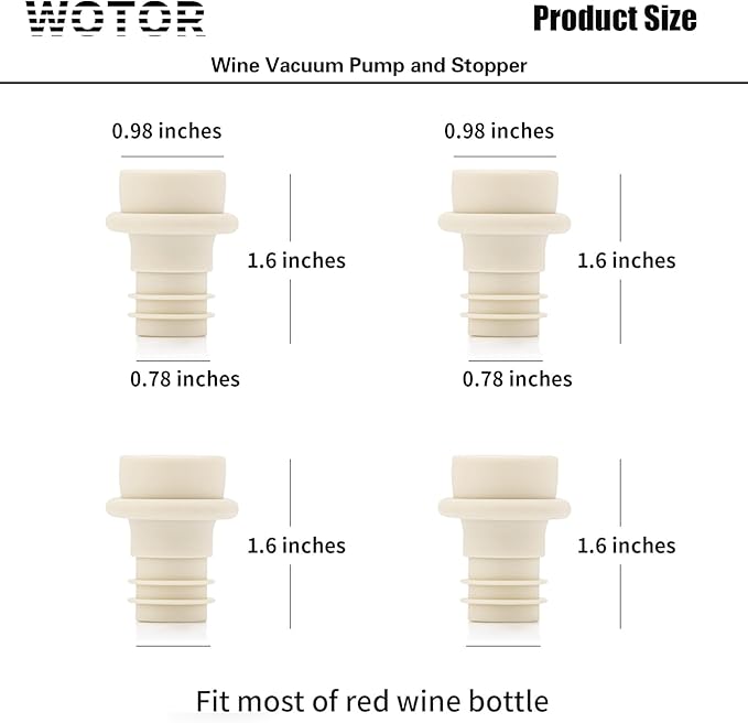 WOTOR Wine Stoppers Vacuum, Silicone Wine Saver & Preserver, Reusable Bottle Sealer, Keep Fresh (Cream, 12 Pieces)