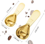 Safring Stainless steel coffee scoop 2-piece set (1 tbsp, 2 tbsp) durable Tablespoon, ergonomic measuring spoon, Suitable for small and large jars，short-handled spoon (Gold)