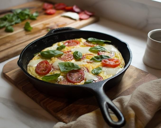 Lodge Seasoned Cast Iron Skillet - PFAS-Free, Non-Toxic Cookware - Use with an Oven, Stove, Grill, or Campfire - Naturally Non-Stick & Oven Safe - 8 Inches
