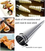 Stainless Steel Cannoli Forms Set, 5 Large Cannoli Forms, 5 Large Hones Mould, 5 Small Croissant Form, Cleaning Brush, Reusable Icing Bag and Long Frosting Tip for Puff Cupcakes Pastry