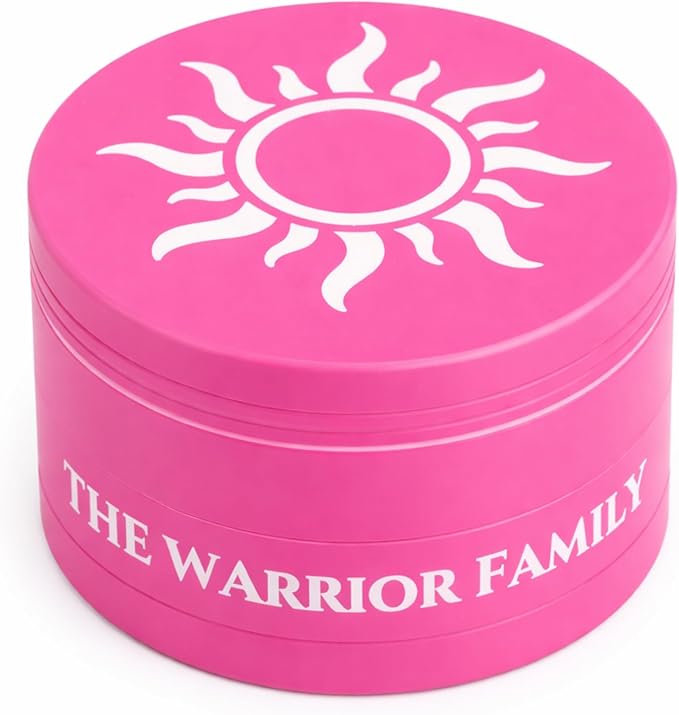 4-Piece Aluminum Herb Grinder – Manual Spice Grinder with Fine Pollen Catcher, Stainless Steel Mesh,Precision Mill & Secure Magnetic Lid for Culinary Herbs (Pink)
