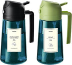TrendPlain 16oz/470ml Blue Glass Olive Oil Sprayer for Cooking - 2 in 1 Olive Oil Dispenser for Kitchen Gadgets, Air Fryer, Salad, and BBQ - Black & Green