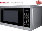 SHARP Countertop Microwave Oven with Removable 12.4" Carousel Turntable, 1000 Watt, 1.1 Cubic Feet, Stainless Steel