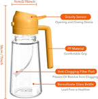 YARRAMATE 16oz/470ml Glass Olive Oil Sprayer for Cooking with Stickers, 2 in 1 Oil Dispenser for Kitchen Gadgets, Food Grade Premium Spray Bottle with Portion Control for Salad, Frying, BBQ (Orange)