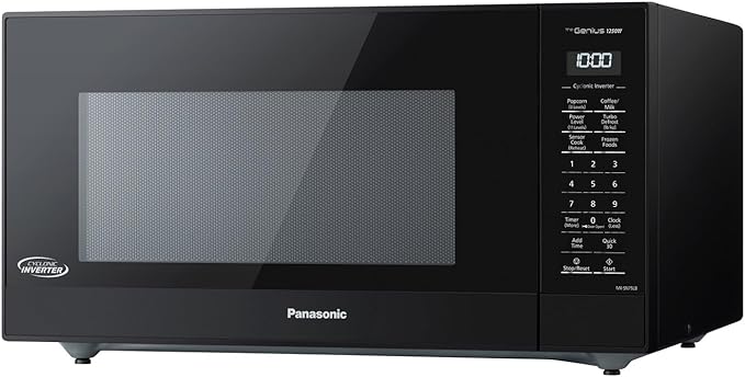 Panasonic NN-SN75LB cu.ft Cyclonic Inverter Countertop Microwave Oven 1250Watt Power with Genius Sensor Cooking, 1.6 cft, Black