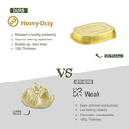Oval Aluminum Foil Takeout Containers with Lids (5 Pack) – 2X Thicker Heavy Duty Gold Disposable Food Trays for Deli, Pasta, Salad, Bakery & To-Go Meals, 25oz