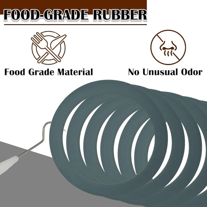 6 Pack Blender Gasket Replacement Parts with Hook, Compatible with Oster and Osterizer Blender, Rubber Seal O-Ring Blender Accessories, Gray