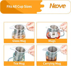 NKOVE Universal Tea Infuser with Lid Stainless Steel Filter Fits Mugs Cups Teapots Food Grade