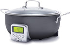GreenPan Elite Essential Smart Electric 6QT Skillet Pot, Presets to Sear Saute Stir-Fry and Cook Rice, Healthy Ceramic Nonstick and Dishwasher Safe Parts, Easy-to-use LED Display, Graphite