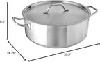 Winco Commercial-Grade Stainless Steel Brazier with Lid, 20 Quart