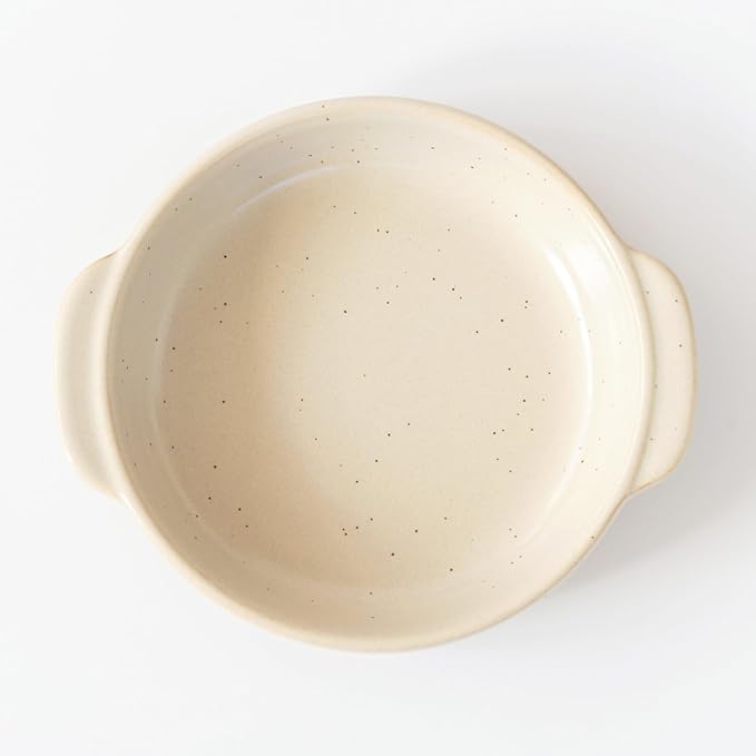Santo Banko Ware Au Gratin Dish, Large, 22.0 fl oz (650 ml), Heat Resistant, Oven-safe, Direct Fire, Microwave, Dishwasher Safe, Stackable, Beige, Made in Japan