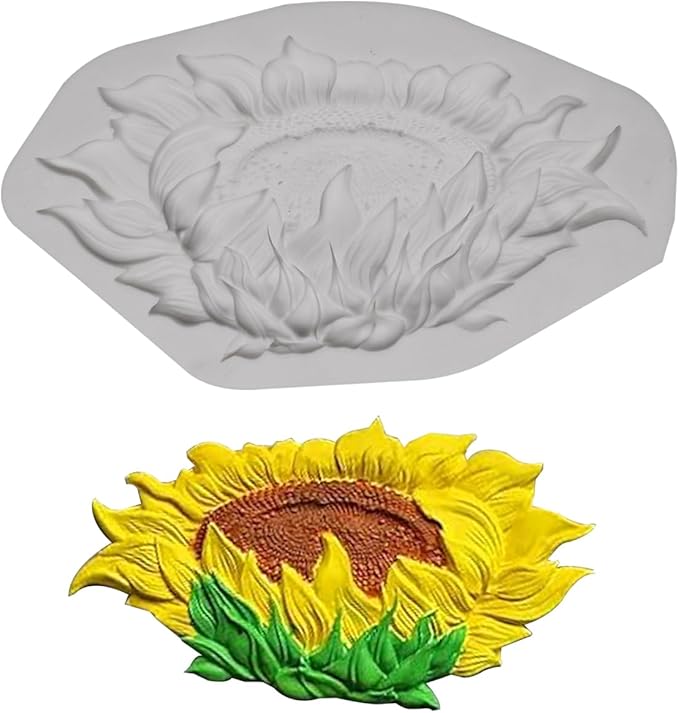 Sunflower Silicone Mold for Crafts, Oversized Sunflower Mold for Clay, 3D Flower Molds for Chocolate Fondant Cake Decoration Resin Polymer