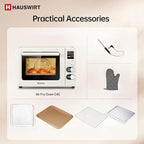 Hauswirt Toaster Oven Air Fryer, XL Large Convection Oven Countertop Rotisserie Chicken 42Qt 3-Tier for 5-8 People, 8 Mode Smart Toaster Stainless Steel 80°F - 500°F Quick & Even Crisp - Ivory