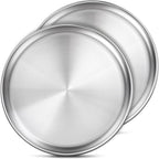 13½ Inch Stainless Steel Pizza Pan Set of 2, Pizza Pan for Oven, Steel Pizza Tray for Baking Cookie Pie Cake, Round Stainless Steel Pizza Plate Pizza Baking Sheet, Easy Clean & Dishwasher Safe