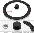 Universal Lid for Pots,Pans and Skillets - Tempered Glass with Heat Resistant Silicone Rim Fits 10.5", 11" and 12" Diameter Cookware,Black