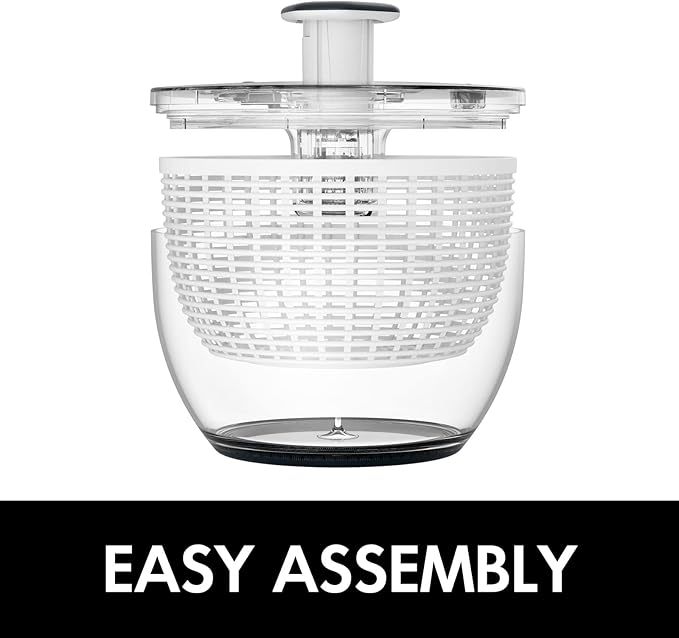 Smile mom Salad Spinner Large Lettuce Spinner Kitchen Gadgets, Large Salad Spinner Vegetable Washer, High Efficiency for Kitchen Washing & Drying Leafy Vegetables, One-Handed Easy Press 6.3 Qt White