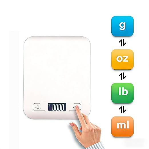Digital Shipping Scale,Stainless Steel Panel, Accurate Portable Postal Scale for Packages, Small Business,Kitchen, Food, Handmade, Liquids, and Boutique (White Battery(5kg/1g))