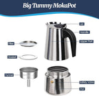 9 Cup Moka Pot Stainless Steel 450ml Italian Espresso Coffee Maker Stovetop Coffee Makers Mocha Pot Percolator Greca Coffee Maker for Induction Stove Portable for Easy Brewing Straight