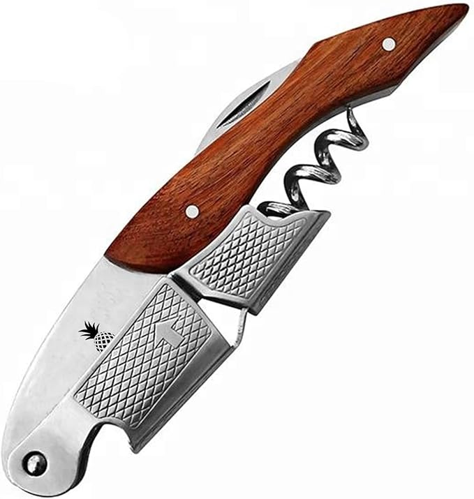Professional Waiter Corkscrew Wine Opener – Stainless Steel Wine Key with Foil Cutter & Bottle Opener, Heavy Duty Sommelier Tool for Bartenders & Wine Lovers, 2 Pack