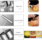 Vegetable & Fruit Corer, Veggie Corer Drill Fruit Core Remover Kitchen Tool, 2 Sizes Veggie Drill for Coring and Hollowing Out Zucchini, Pumpkin, Potatoes, Carrot, Apple, Pear, Tomato