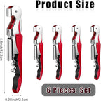 6 Pieces Professional Waiter Corkscrew Wine Openers, Red Wine Keys Opener Stainless Steel Hinges Serrated Foil Cutter for Restaurant Waiters, Sommelier, Bartenders (Red)