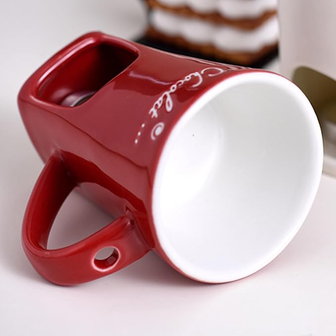 Ceramic Fondue Pot Set, Chocolate Mug With Forks, Perfect For Butter And Cheese Melting,Multipurpose,Personal Cheese Melting Cup